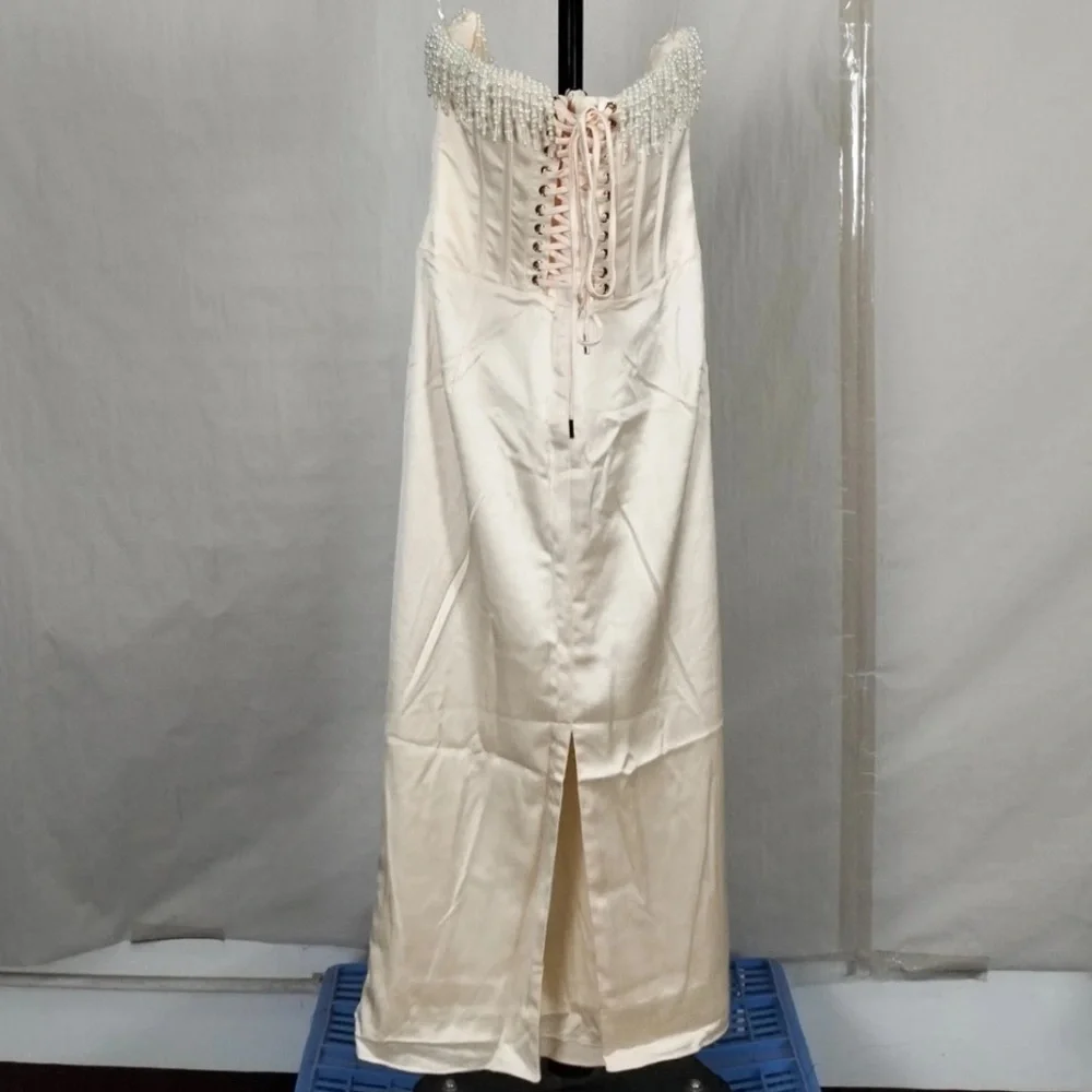 House of CB Nalita Vintage Cream Embellished Strapless Dress/Size M-US 6-8 - Picture 7 of 13